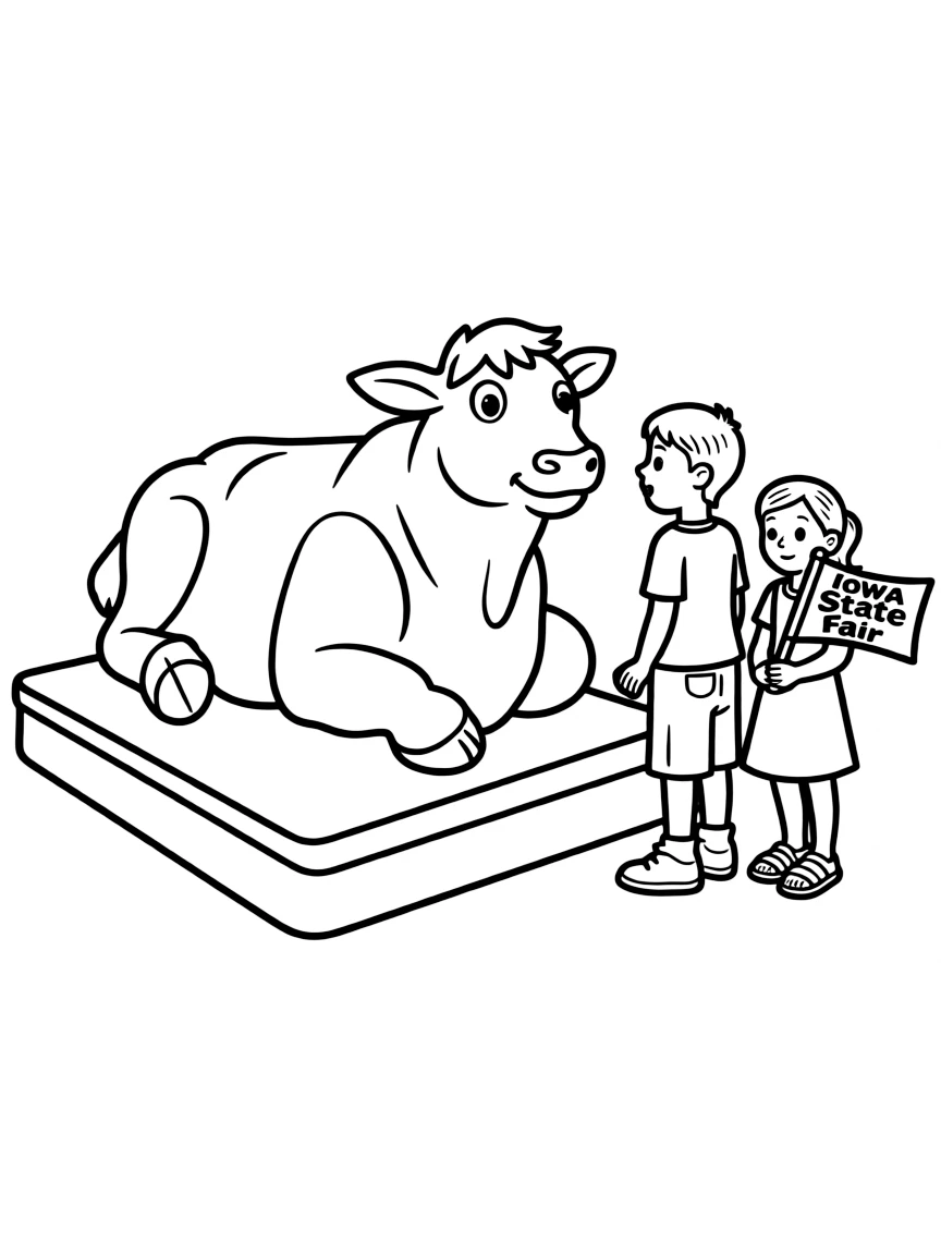 (Iowa) The Iowa State Fair butter cow sculpture display