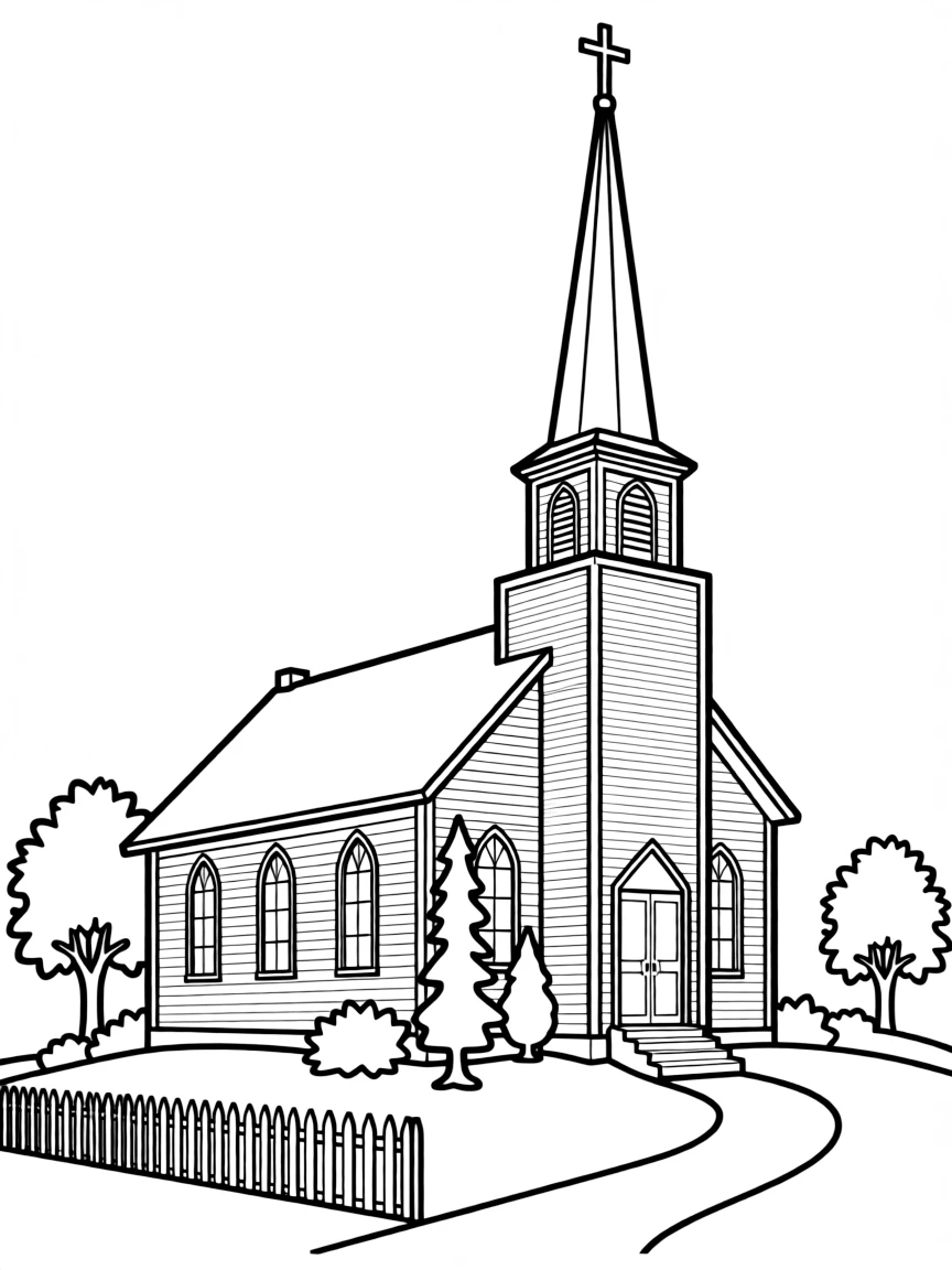 (Iowa) A rural Iowa church with a tall white steeple