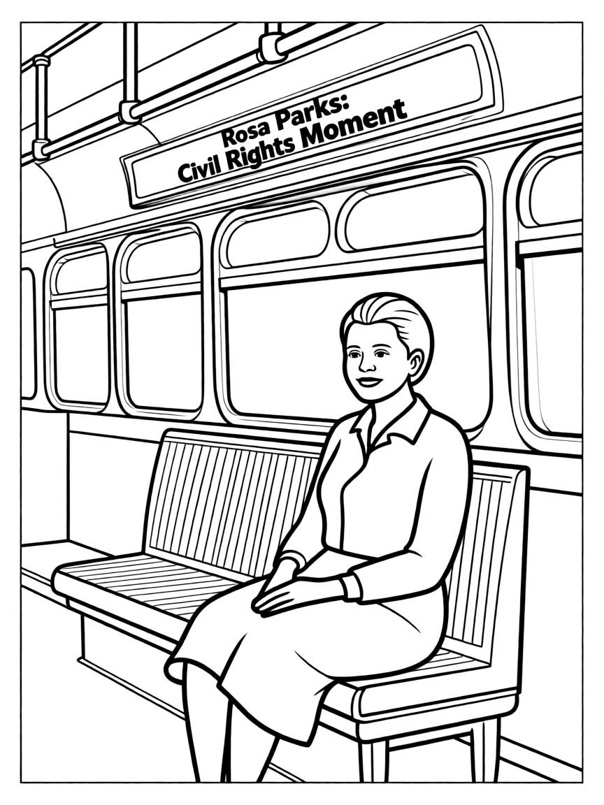 (Alabama) Rosa Parks sitting on a bus (civil rights moment)