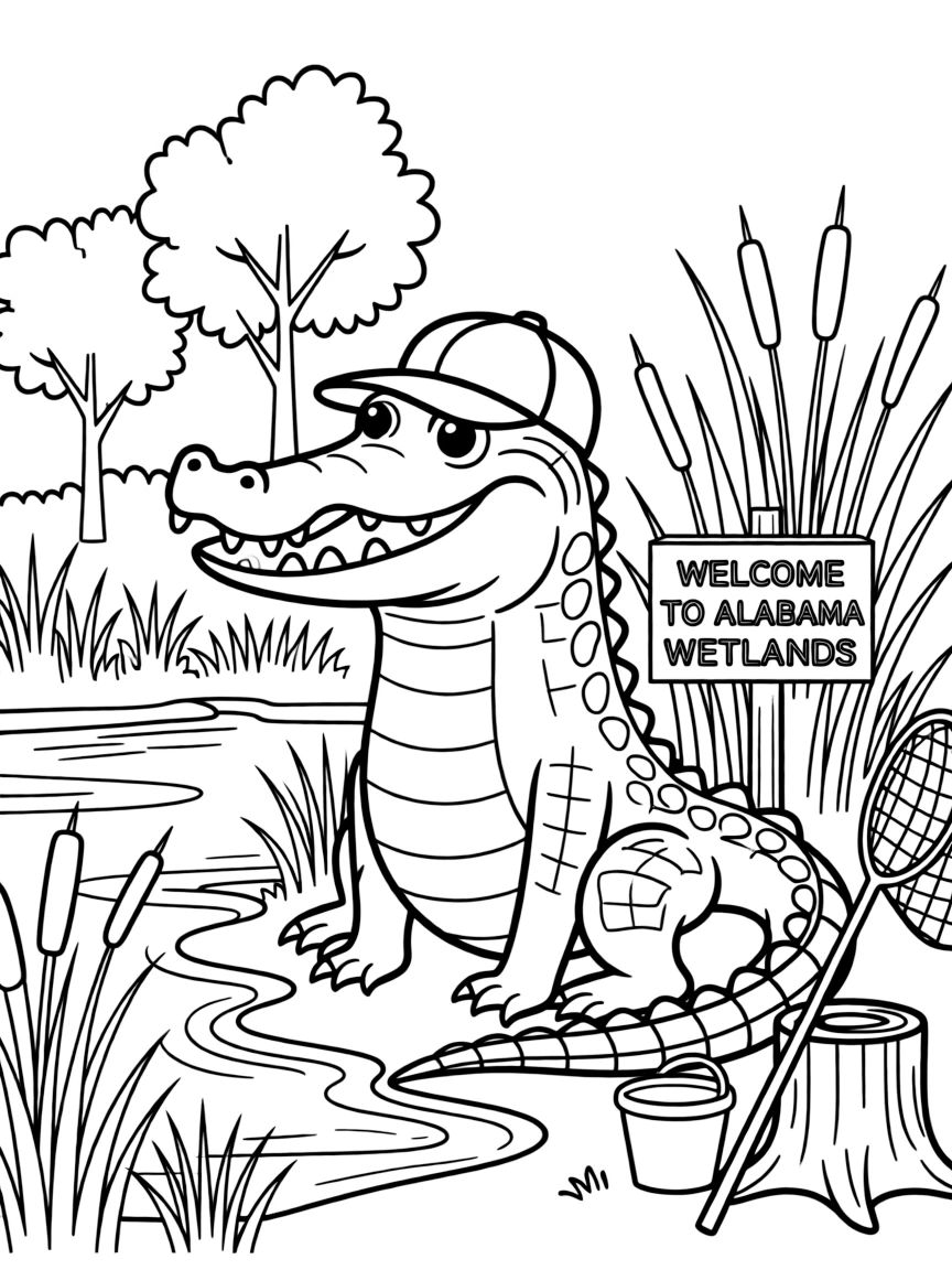 (Alabama) A friendly alligator in the wetlands