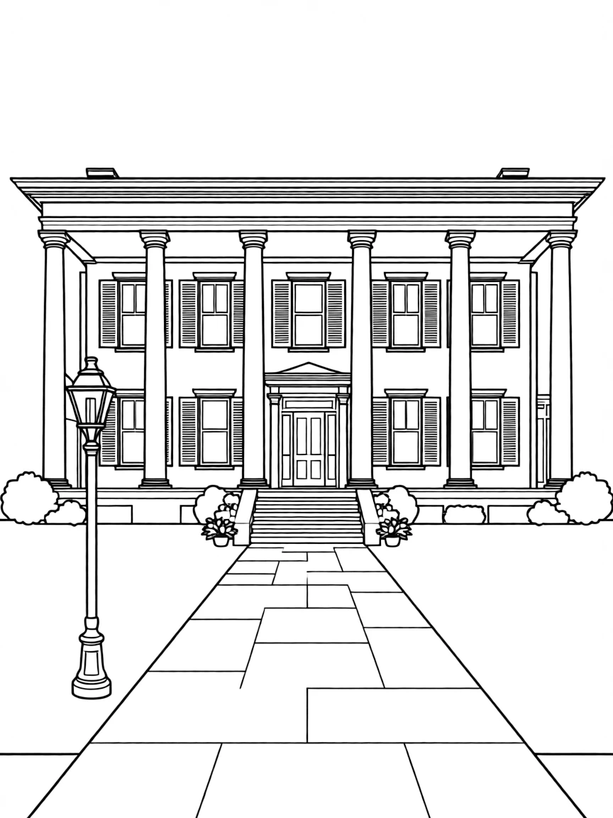 (Alabama) A Southern-style mansion with tall white columns