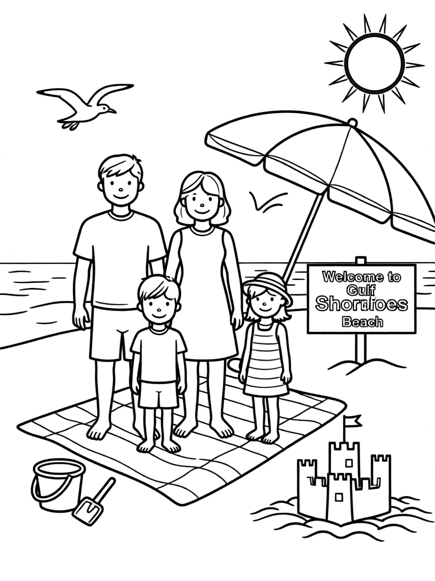 (Alabama) A family at a beach in Gulf Shores