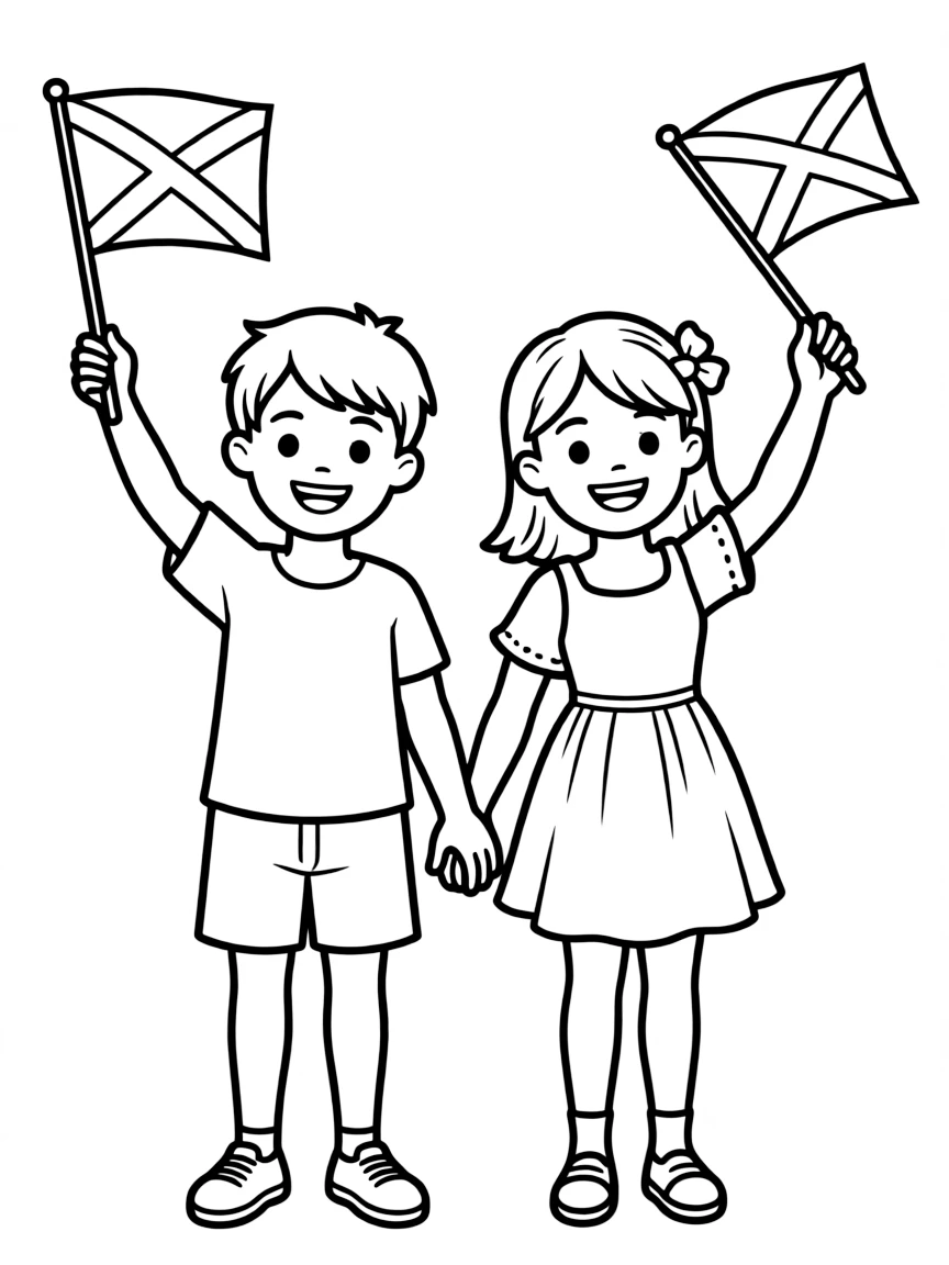 (Alabama) A boy and girl waving tiny Alabama flags