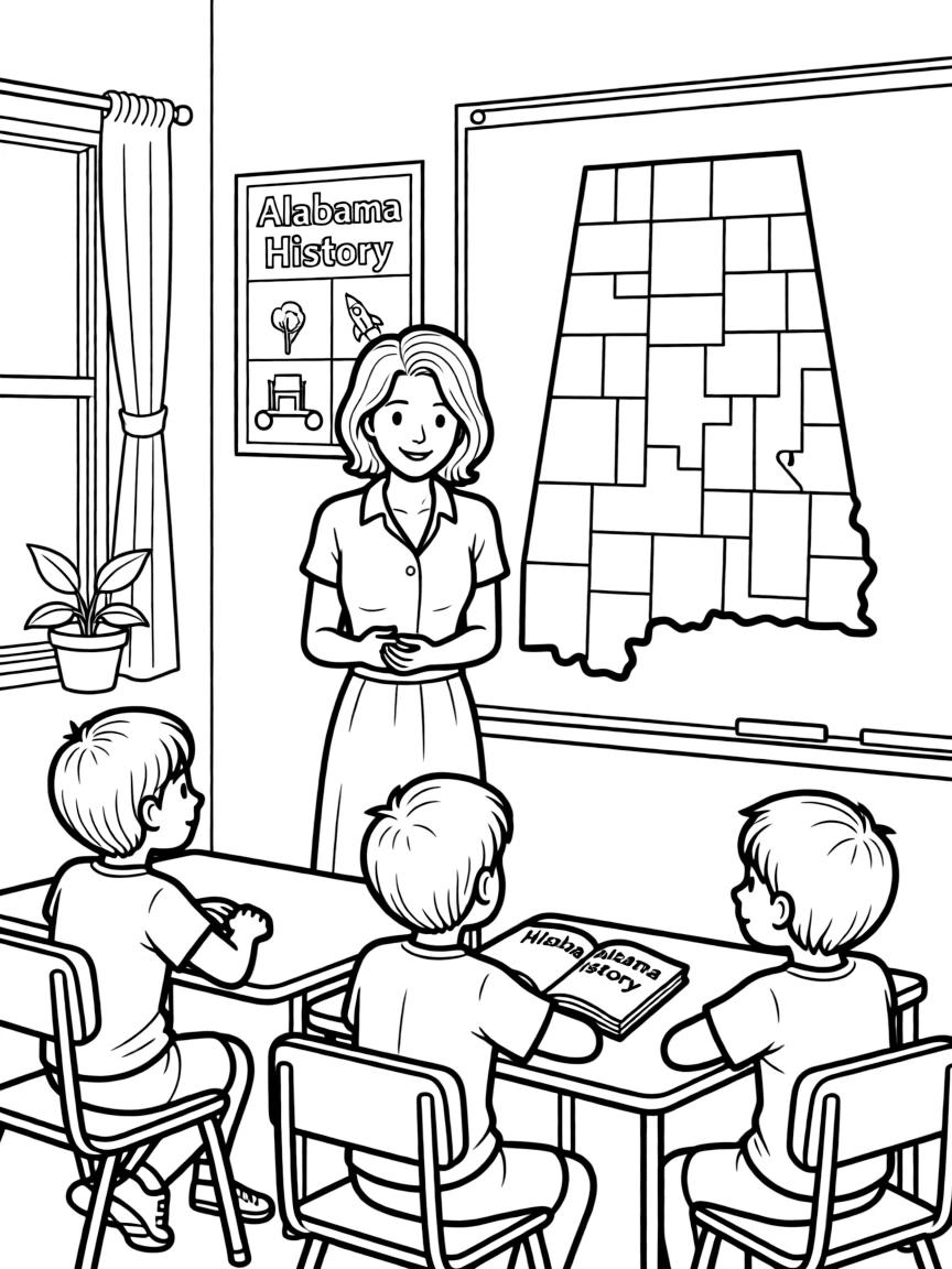 (Alabama) A classroom learning about Alabama history