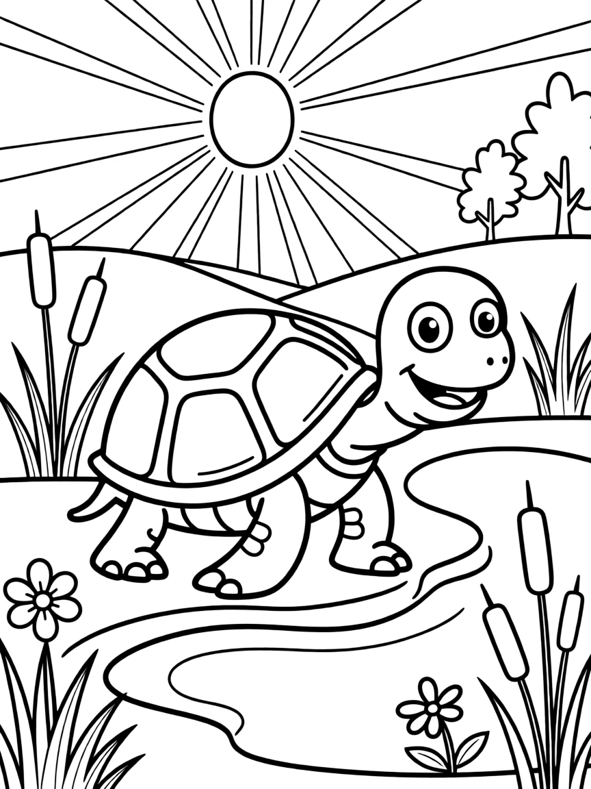 (Alabama) A smiling turtle by a pond in Alabama