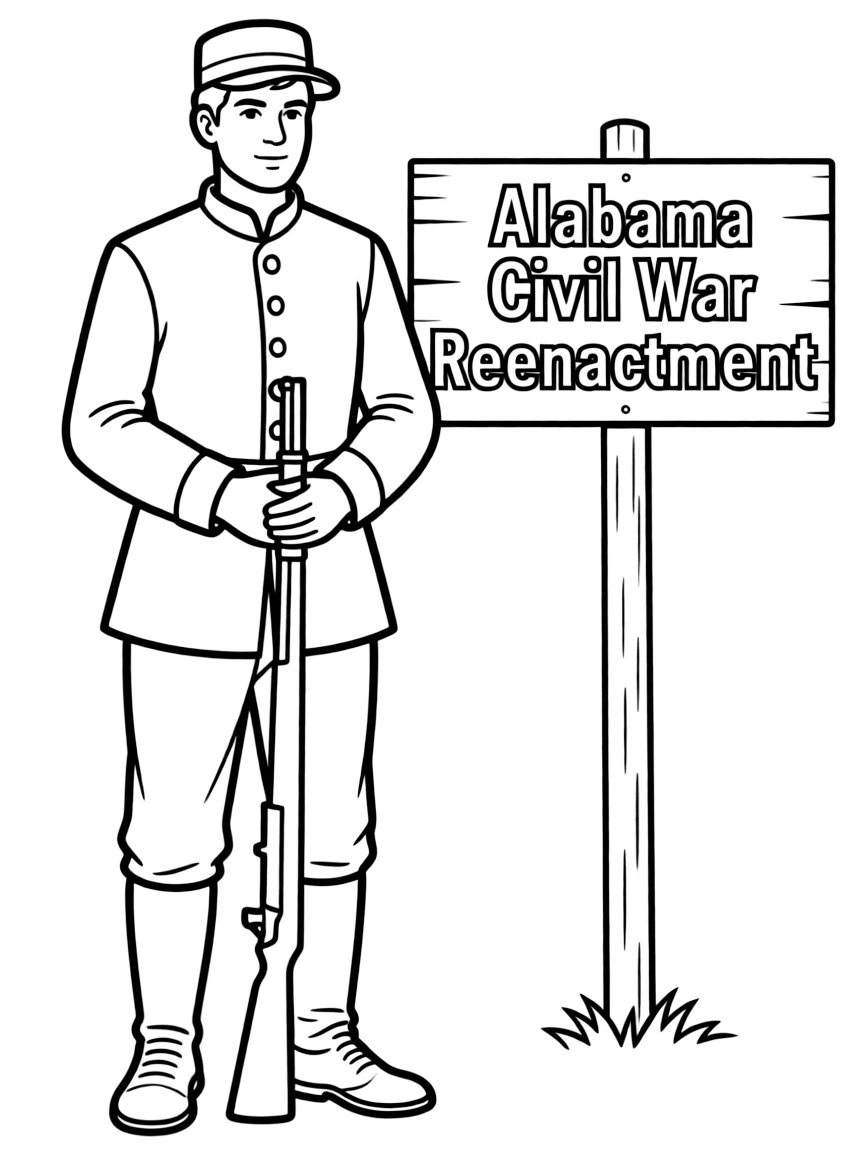 (Alabama) A Civil War reenactor in historical costume