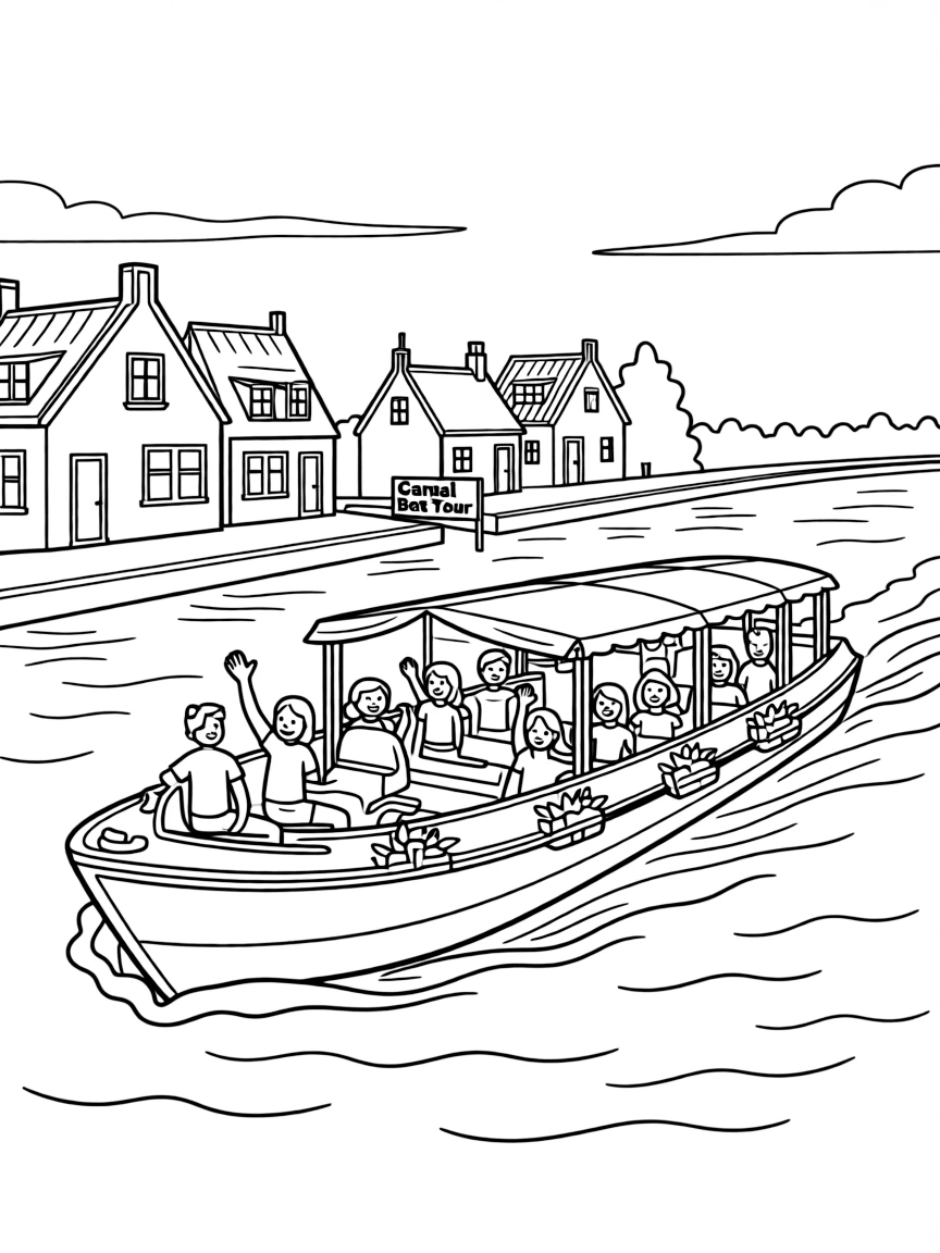 (Netherland, Holland) Canal boat cruise ship with tourists aboard
