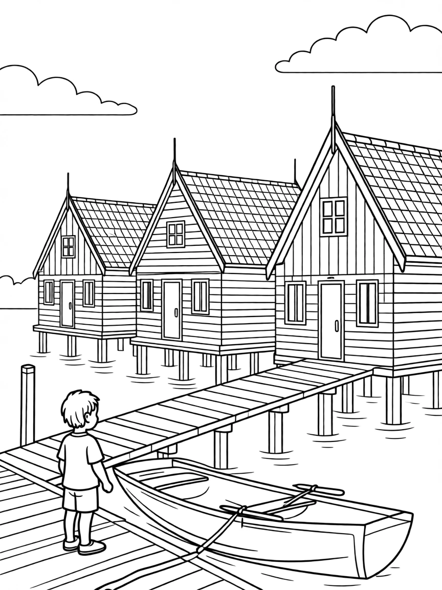 (Netherland, Holland) Marken village with traditional wooden houses on stilts