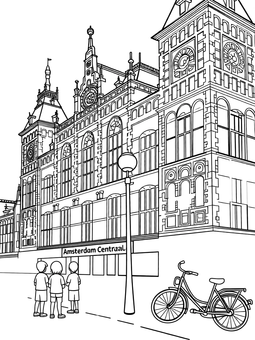 (Netherland, Holland) Amsterdam Central Station's impressive brick facade