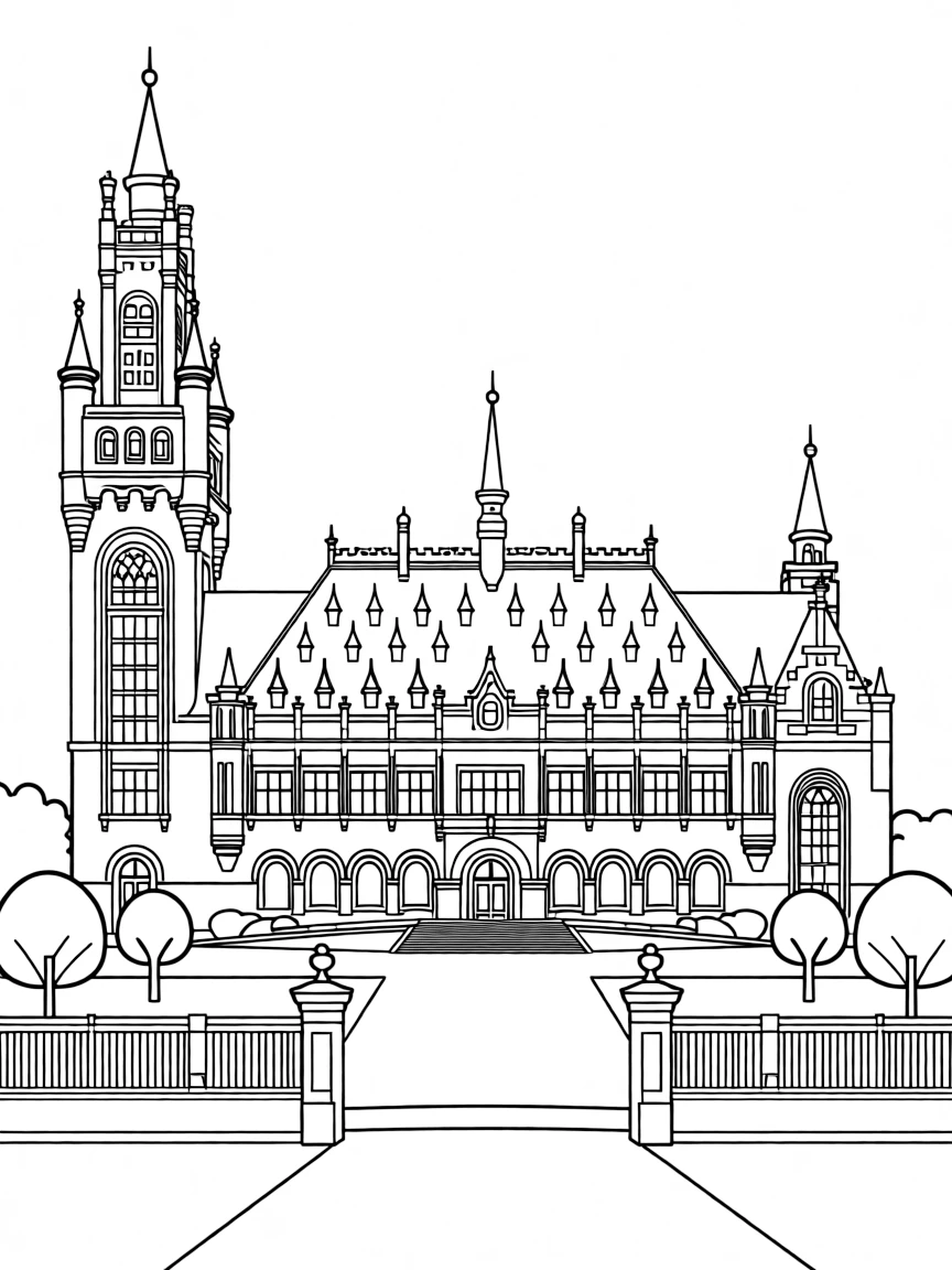 (Netherland, Holland) Peace Palace in The Hague with its ornate architecture