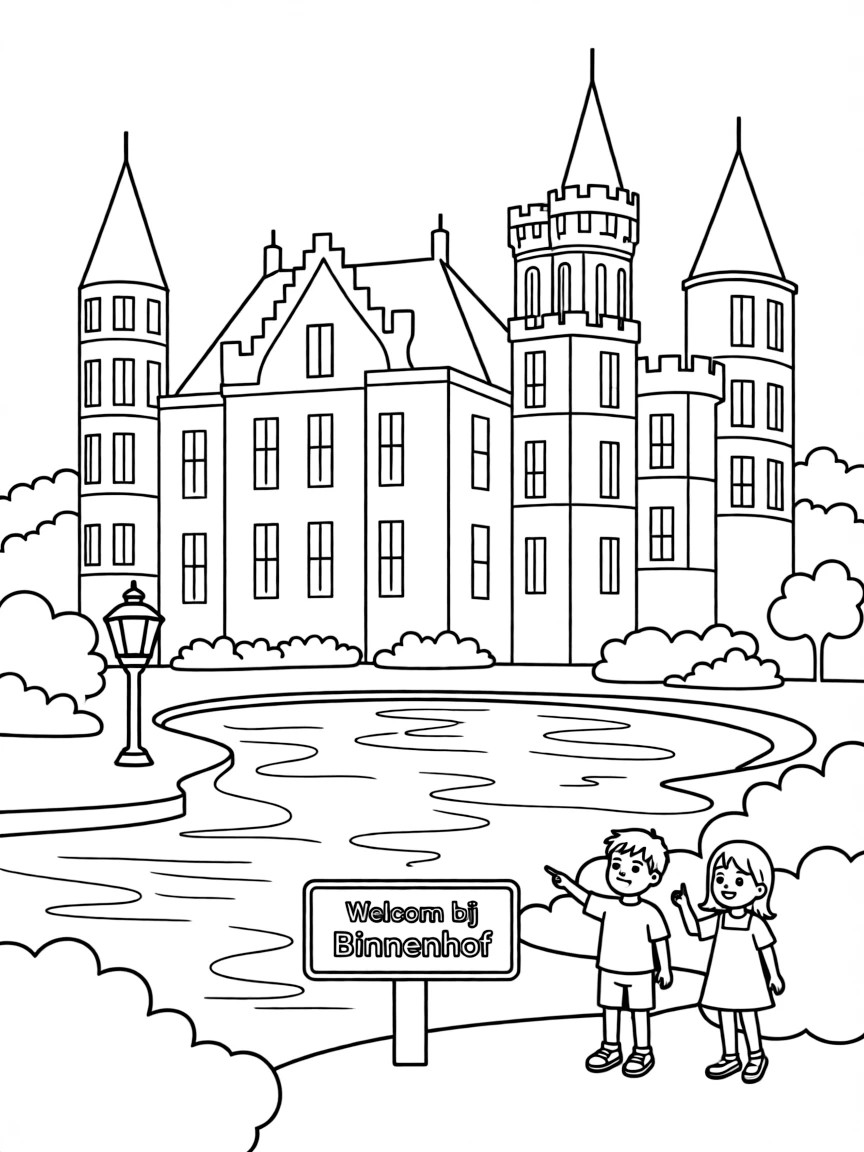 (Netherland, Holland) Binnenhof (Dutch Parliament) complex with medieval towers