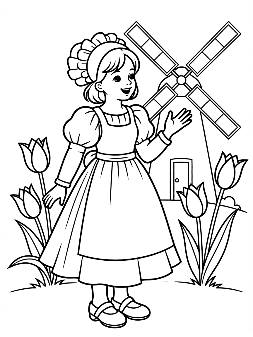 (Netherland, Holland) Traditional Dutch costume with puffy sleeves and bonnet