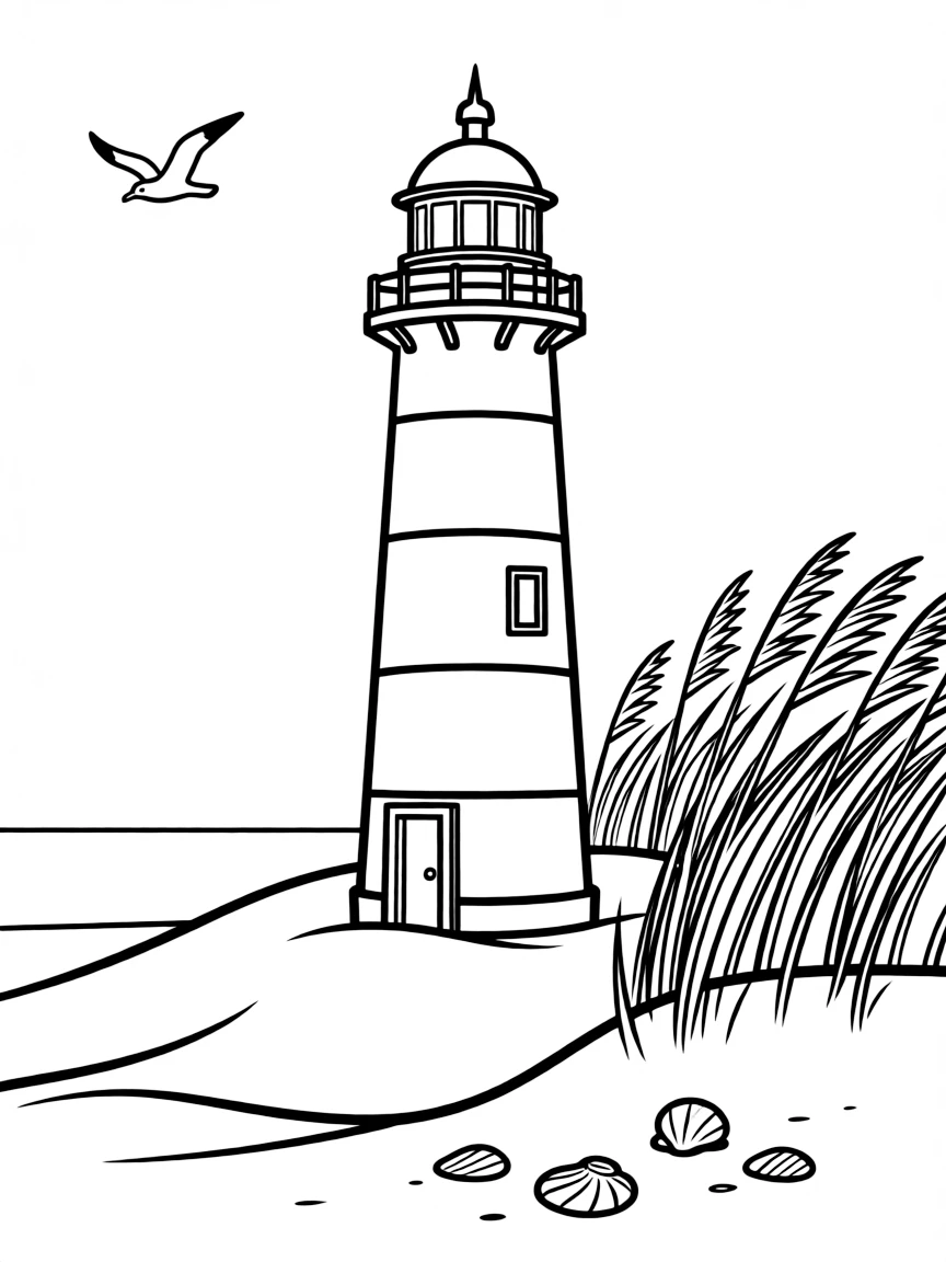 (Netherland, Holland) Dutch lighthouse standing tall on coastal dunes