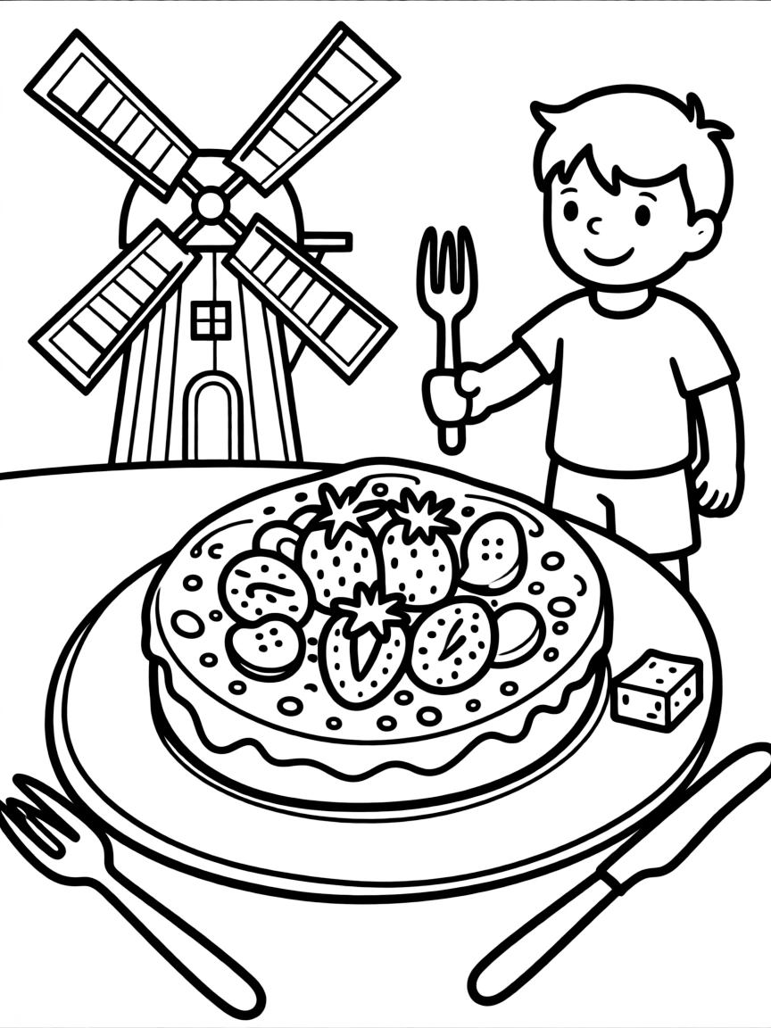 (Netherland, Holland) Traditional Dutch pancake (pannenkoek) with toppings