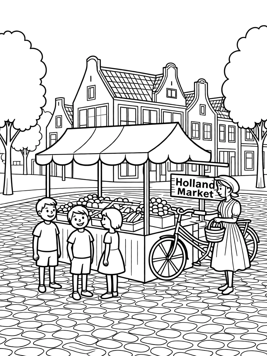 (Netherland, Holland) Traditional Dutch market square with cobblestones