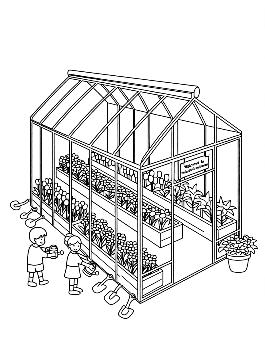(Netherland, Holland) Dutch greenhouse filled with growing flowers