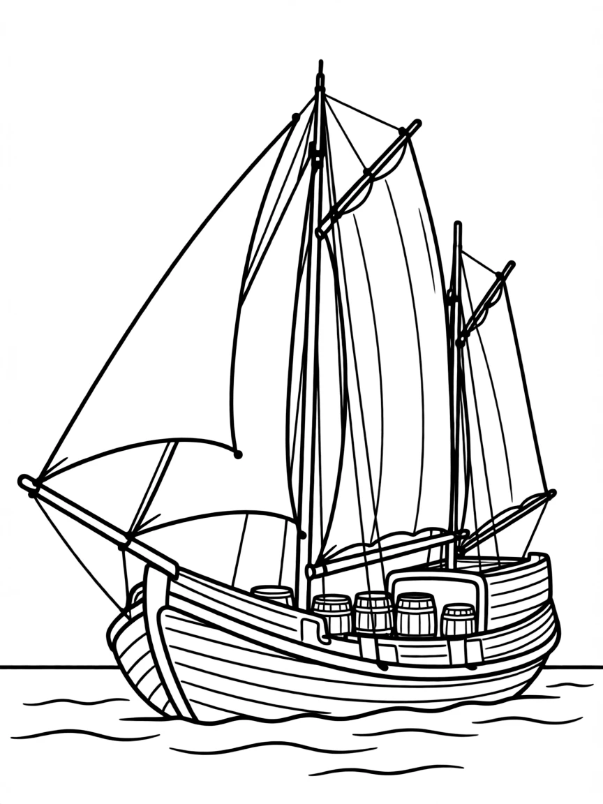 (Netherland, Holland) Traditional sailing ship (fluyt) with multiple masts