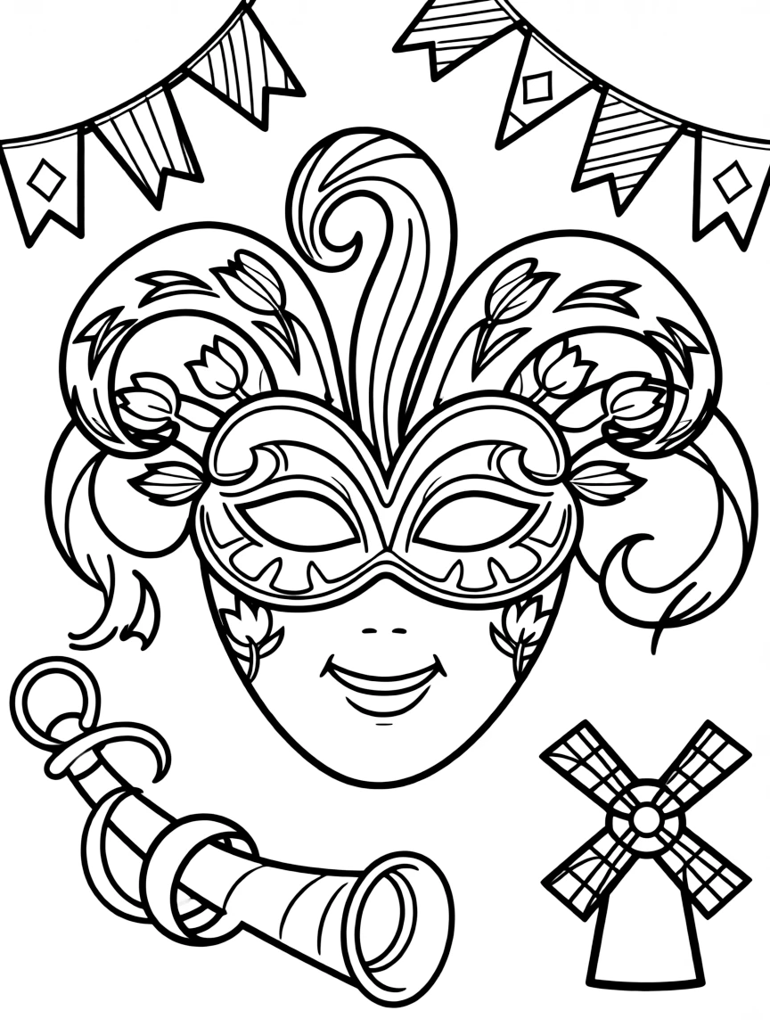 (Netherland, Holland) Traditional Dutch carnival mask and decorations