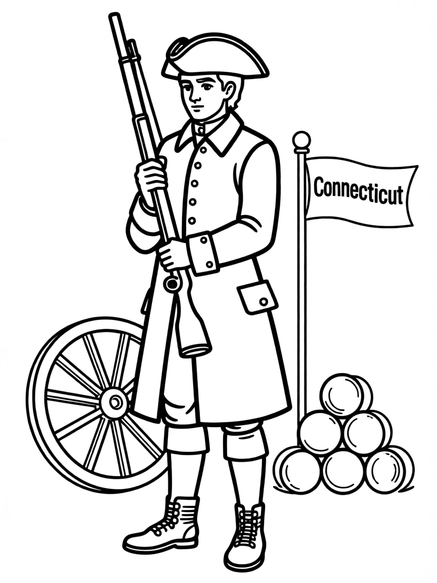 (Connecticut) A colonial soldier from Revolutionary War days