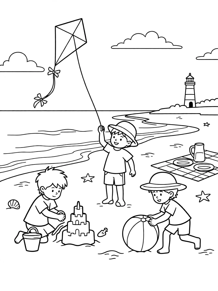(Connecticut) Kids playing at a beach in Connecticut