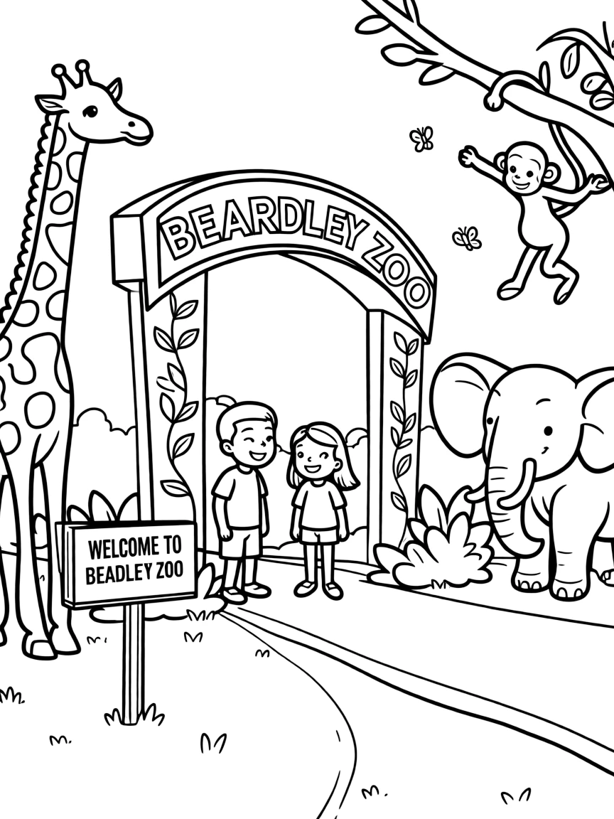 (Connecticut) The Beardsley Zoo entrance with animals