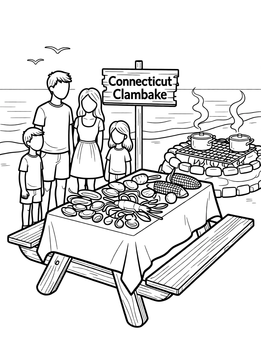 (Connecticut) A traditional Connecticut clambake