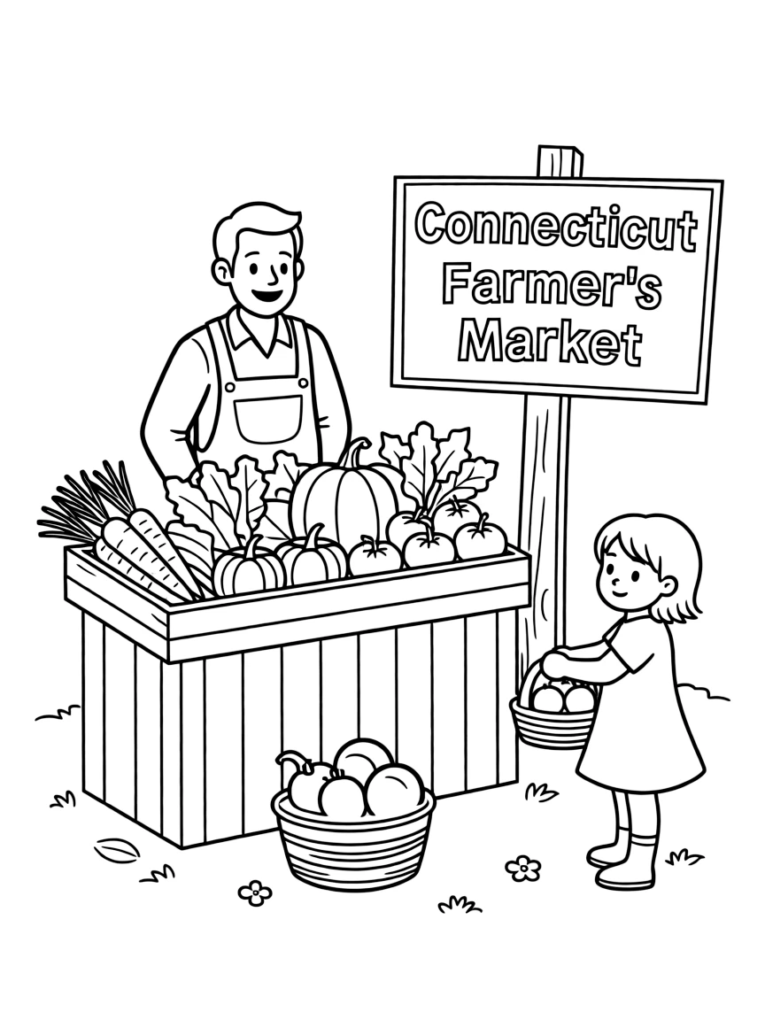 (Connecticut) A farmer's market with local vegetables