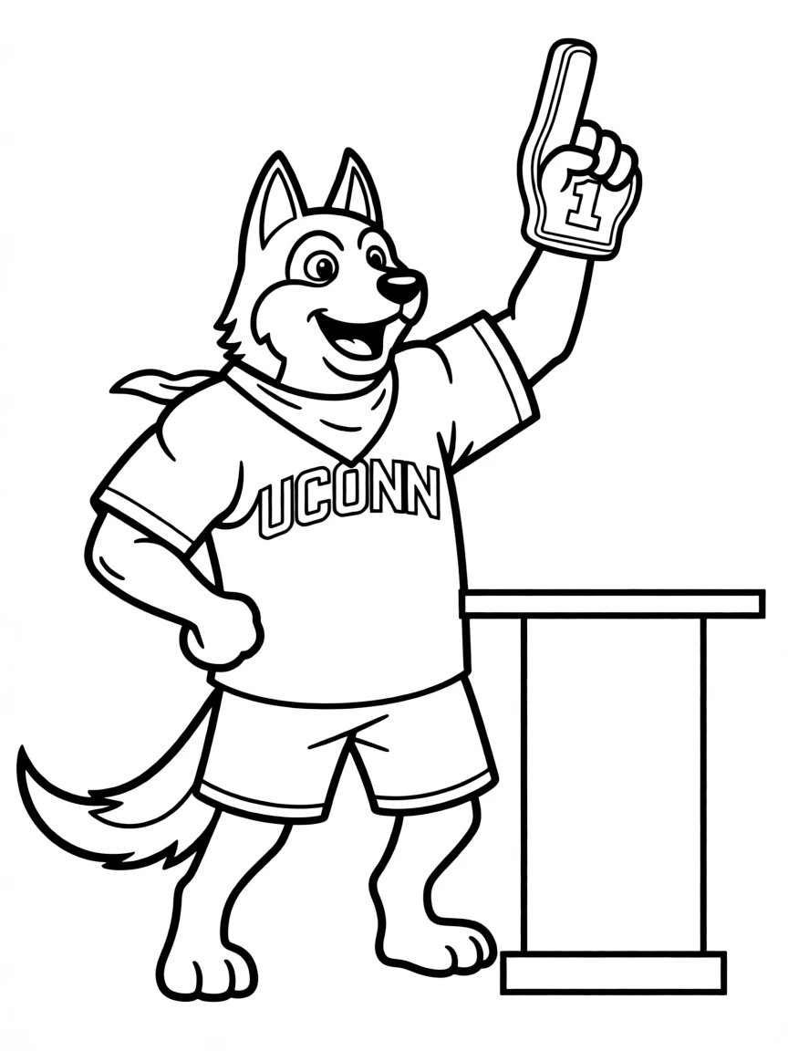 (Connecticut) A UConn Husky mascot cheering