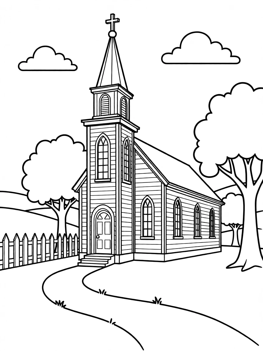 (Connecticut) A quaint New England church in the countryside