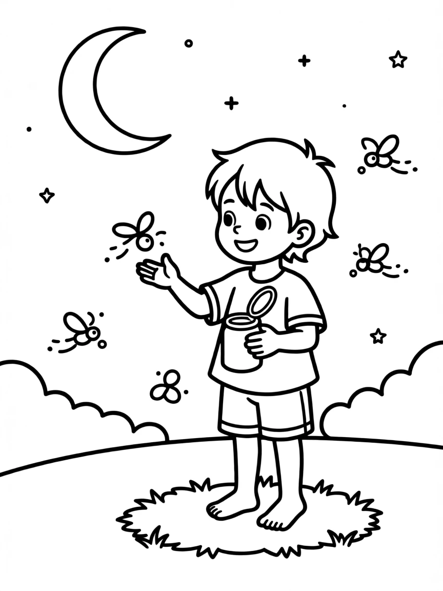 (Connecticut) A child catching fireflies on a summer night