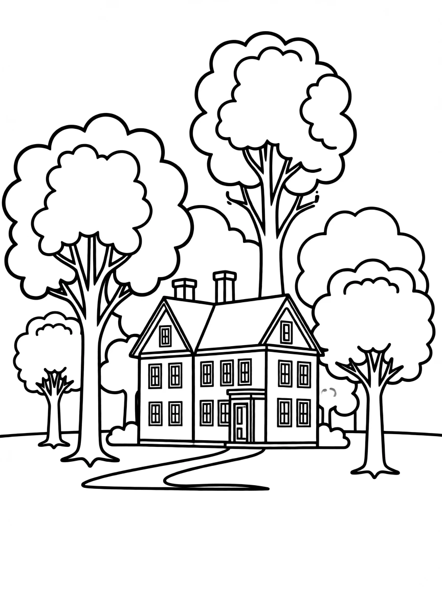 (Connecticut) The Mark Twain House with trees around it