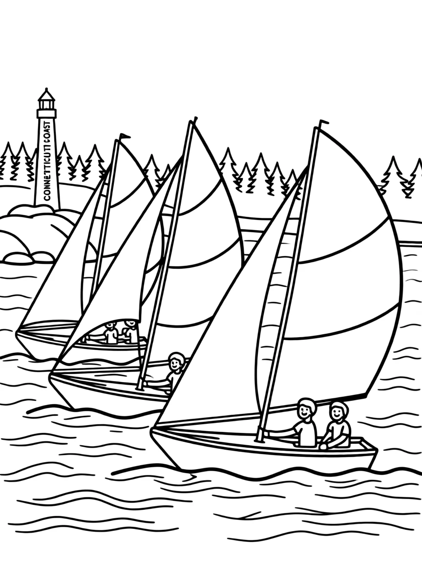 (Connecticut) A sailboat race near the coast of Connecticut