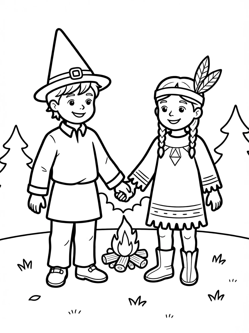 (Connecticut) Kids dressed as pilgrims and Native Americans