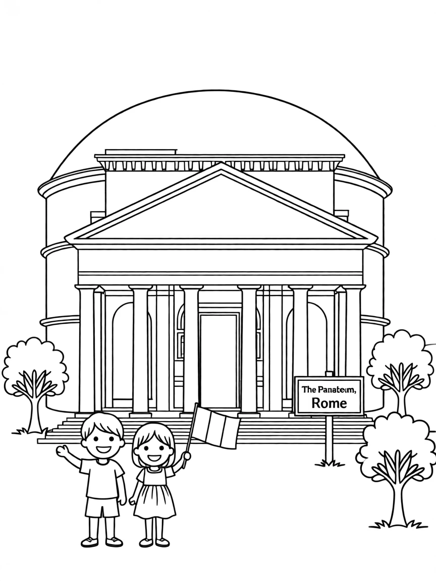(Italy) The Pantheon in Rome with its round dome