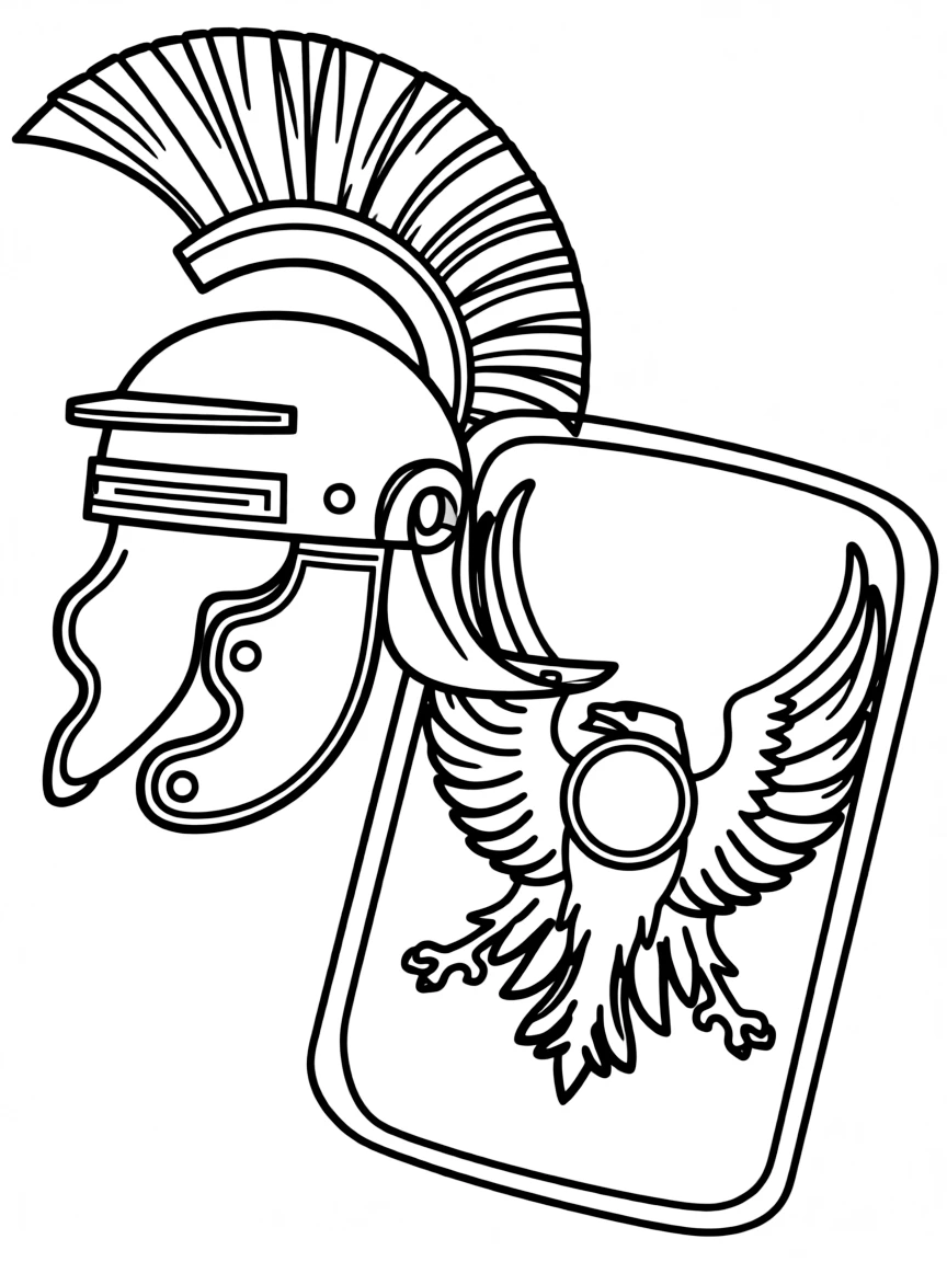(Italy) A Roman soldier helmet and shield