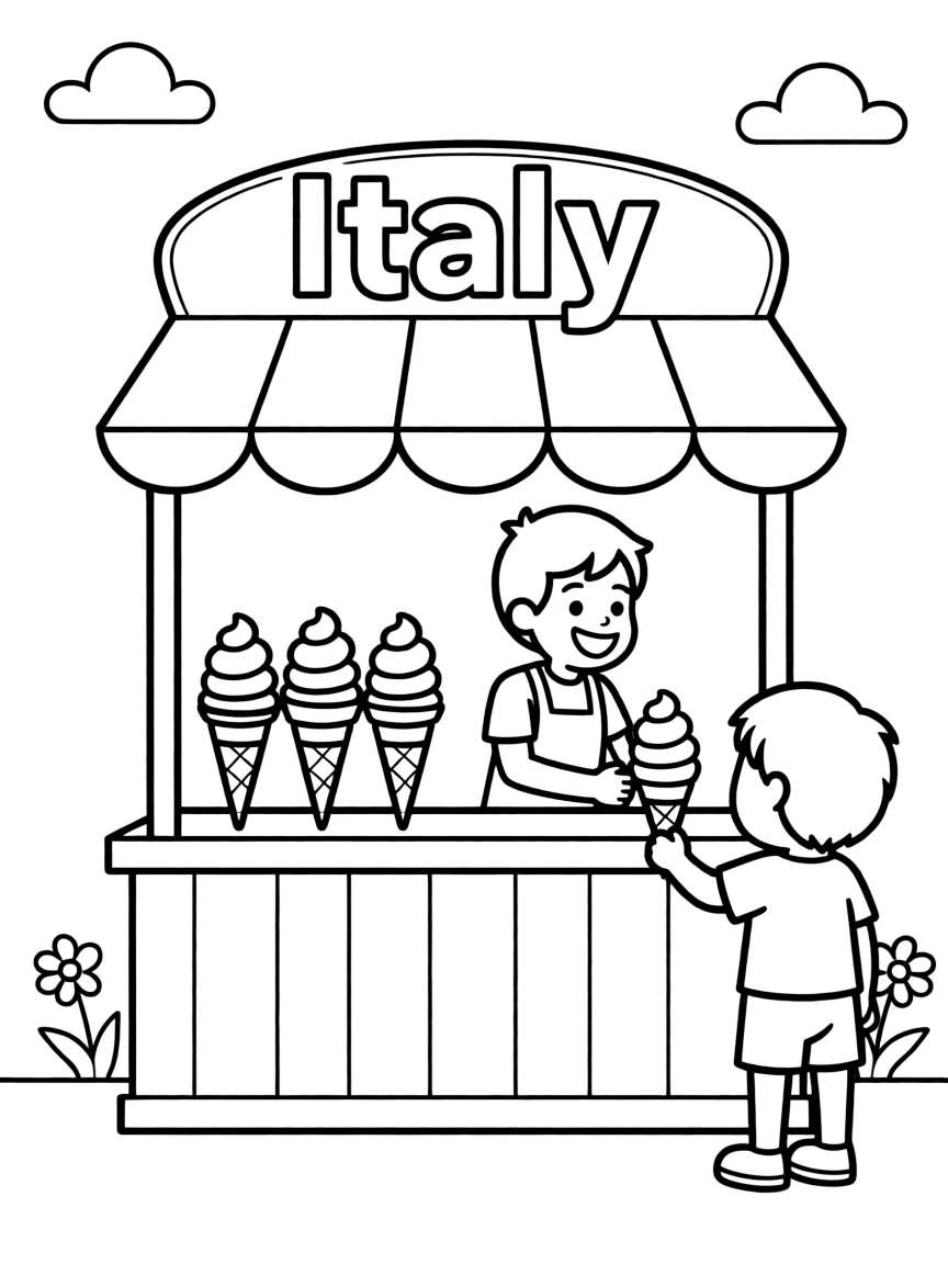 (Italy) A gelato stand with colorful ice cream cones