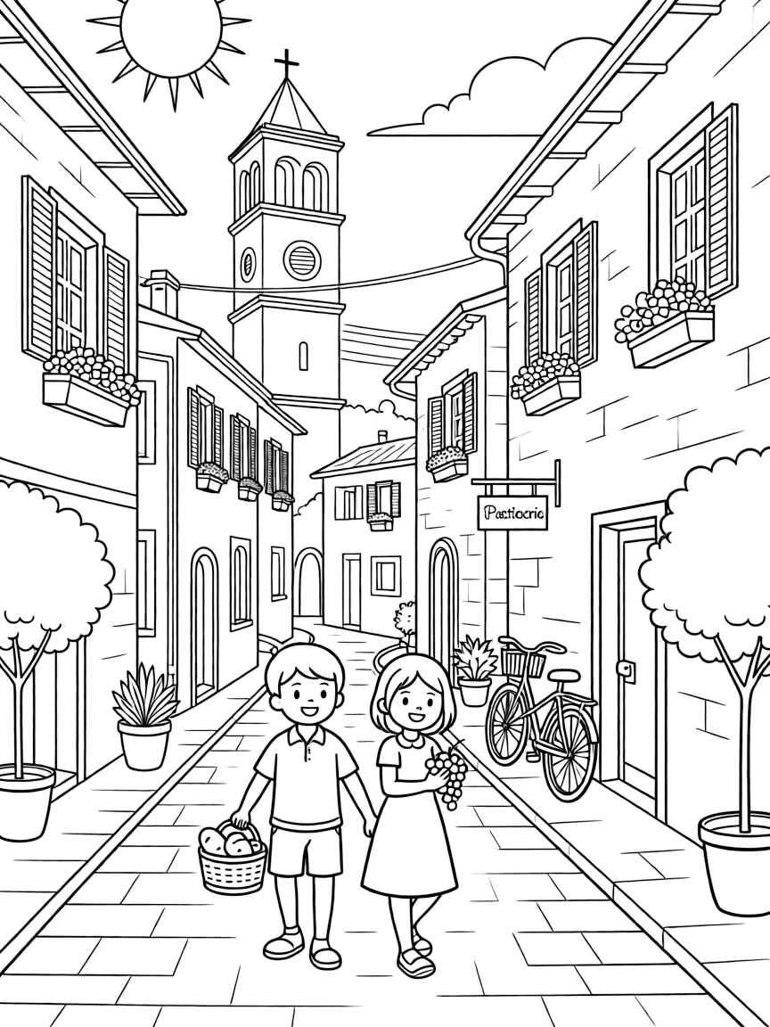 (Italy) A scene from a traditional Italian village