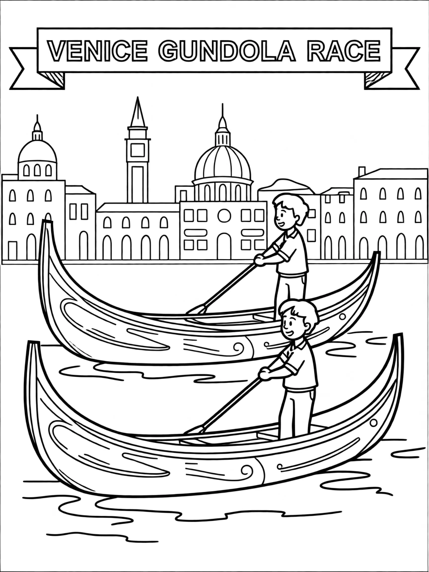 (Italy) A gondola race in Venice
