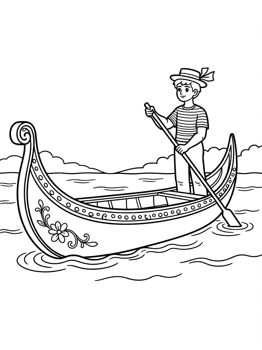 (Italy) A traditional gondola boat with decorations