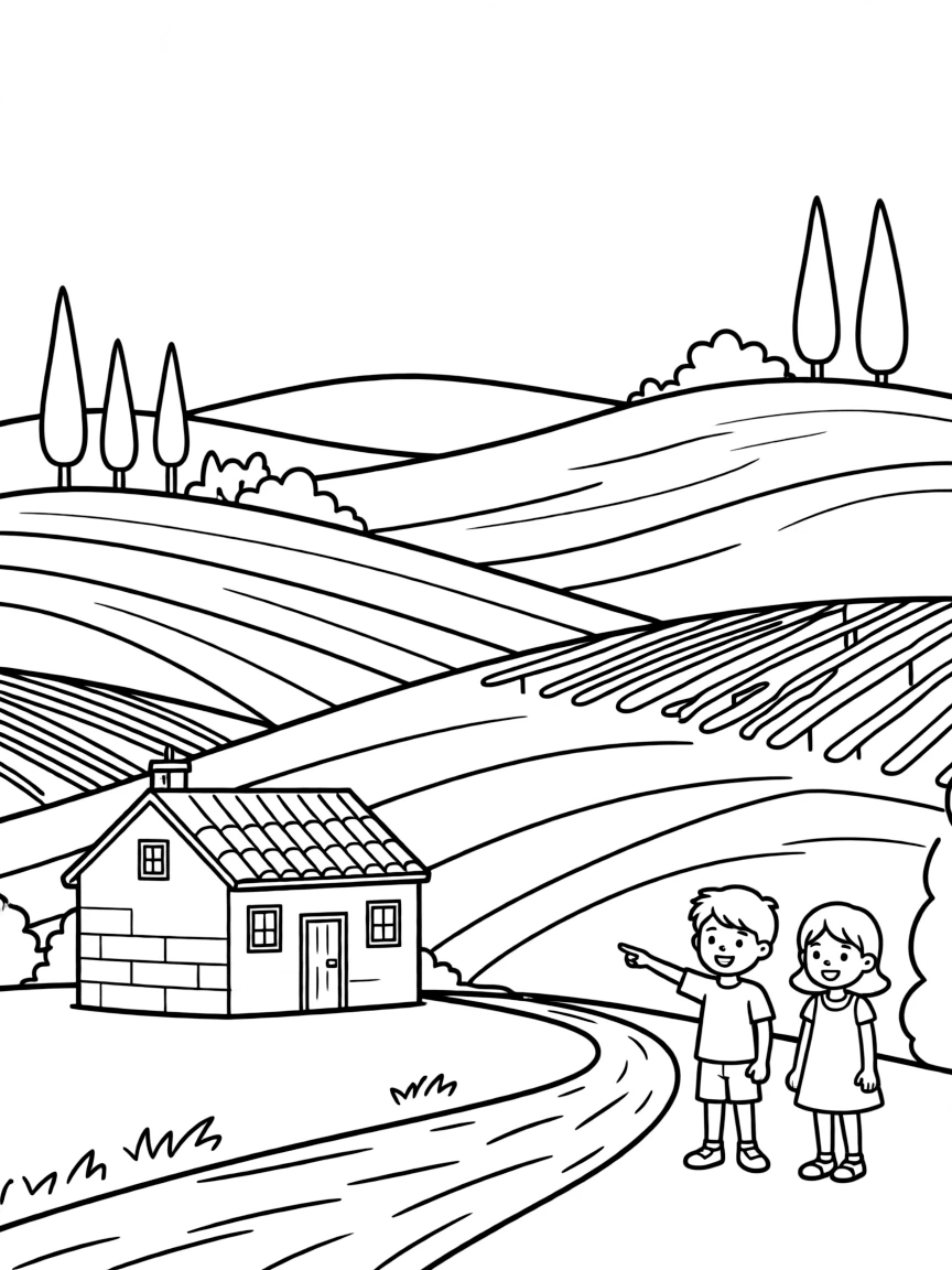 (Italy) A landscape of rolling hills in Tuscany