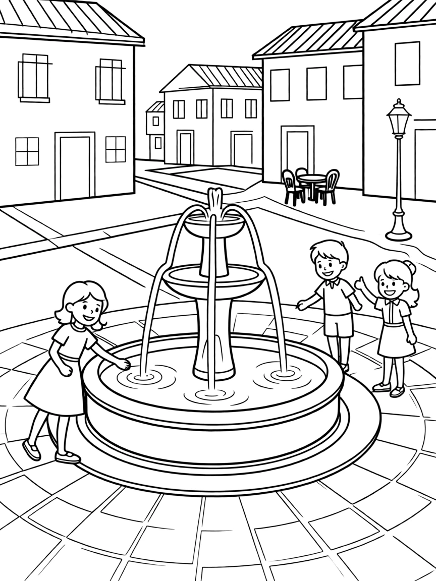 (Italy) A fountain in an Italian piazza