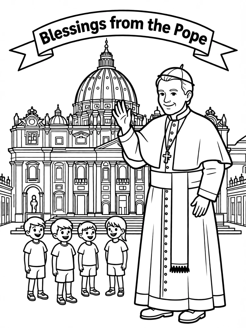 (Italy) The Vatican with the Pope giving a blessing