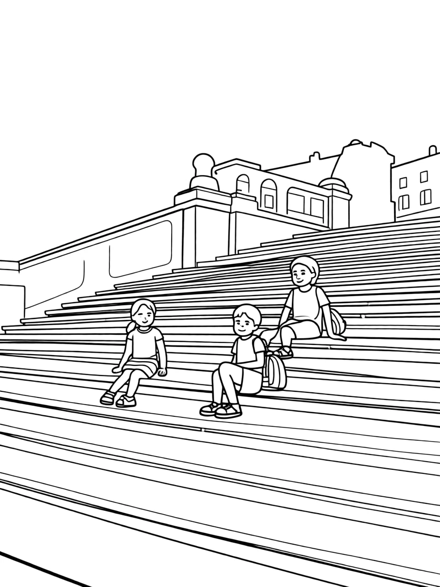 (Italy) The Spanish Steps with kids sitting on them