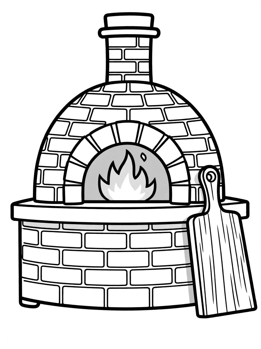 (Italy) A pizza oven with flames