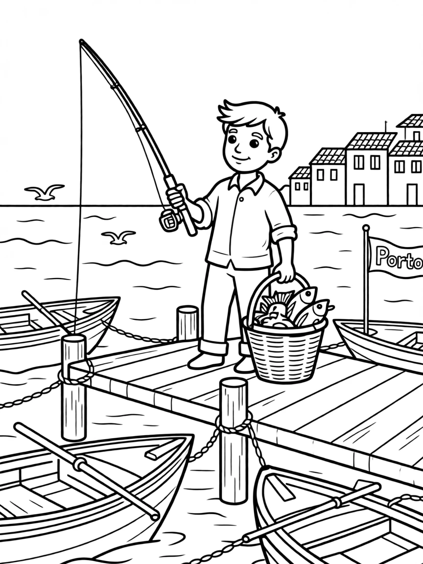 (Italy) A fisherman in a small Italian port