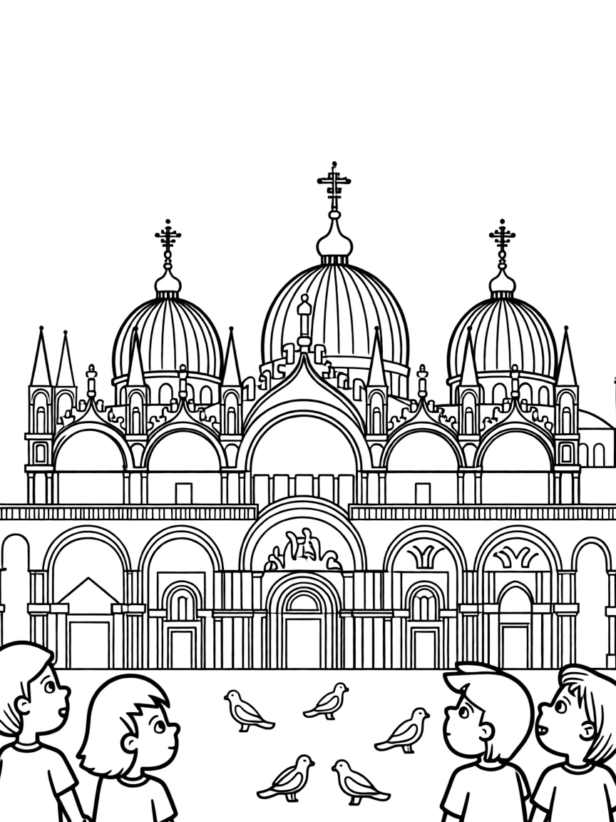 (Italy) The Basilica of Saint Mark with its domes
