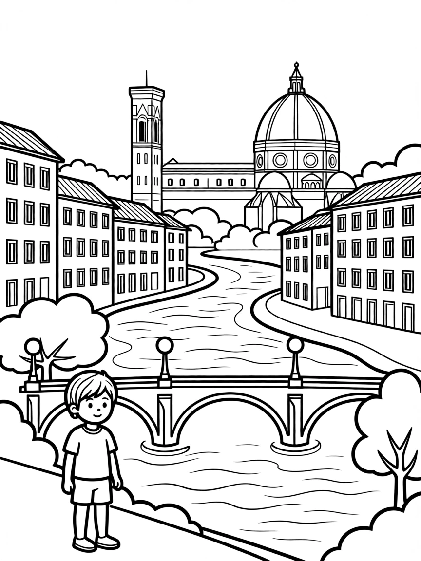 (Italy) A cityscape of Florence with the Arno River