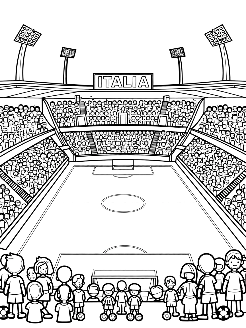 (Italy) An Italian soccer stadium with cheering fans