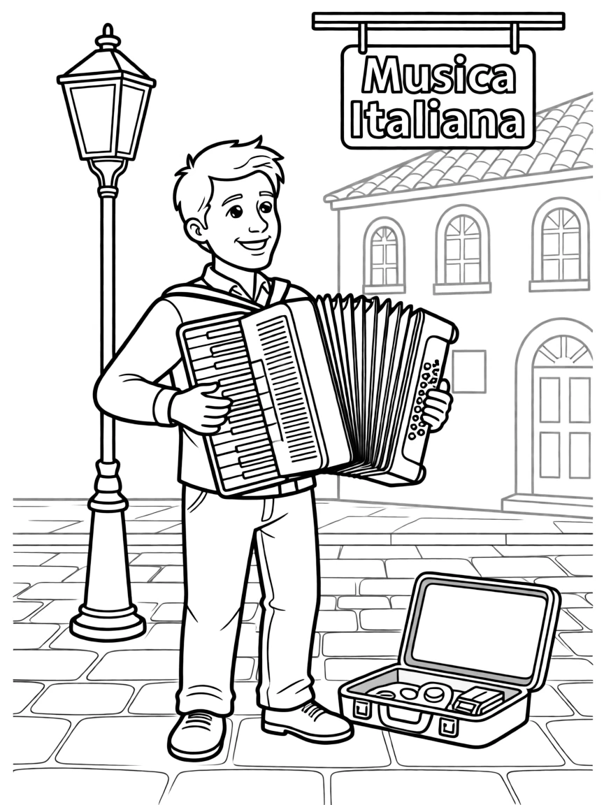 (Italy) A street musician playing an accordion