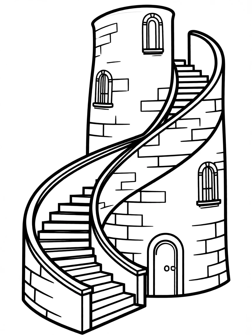(Italy) A winding staircase inside a tower